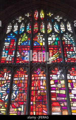 interior and stained glass windows of Manchester cathedral uk Stock ...