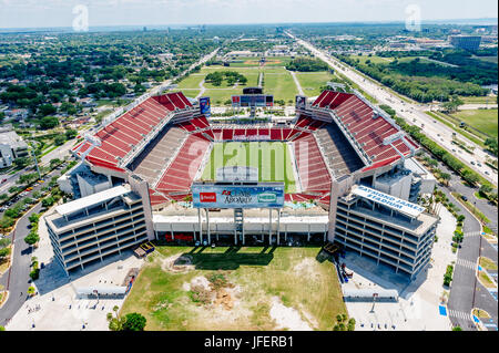 Aerial view of Raymond James Stadium, Tampa Florida, USA, a large American football stadium. Stock Photo