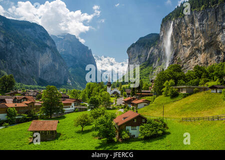 Switzerland, Lauterbrunnen City, Jungfrau Mountain Stock Photo