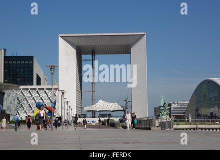 France, Paris City, La Defense District, The Grand Arch Stock Photo
