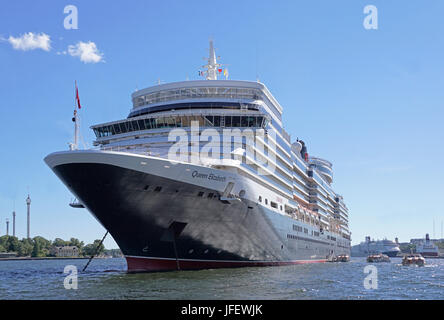 Cunard Line cruise ship Queen Elizabeth in Stockholm harbor. Stock Photo