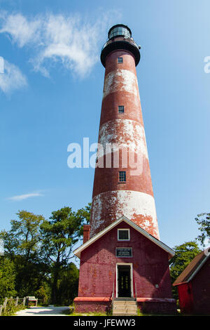 Assateague Light is the 142-foot-tall  lighthouse built in 1867.  The lighthouse is located on the southern end of Assateague Island off the coast of  Stock Photo