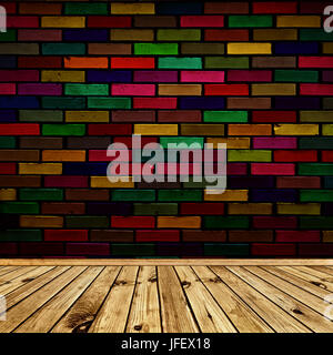 Multicolored Brick Wall Stock Photo