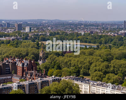 Aerial view across Hyde Park in central London in England Stock Photo