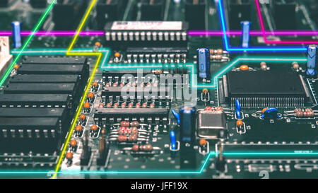 Neon Electronic City Stock Photo