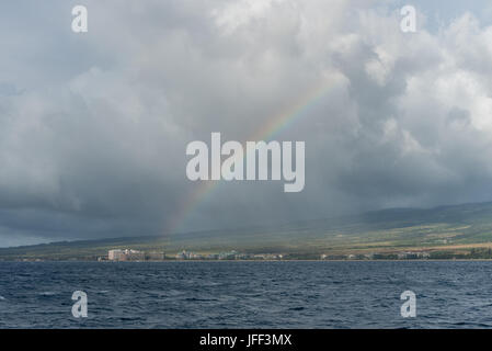 Rainbow over Kaanapali Beach, Maui Stock Photo