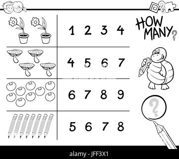 counting game coloring page Stock Photo - Alamy