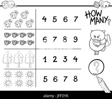 counting activity coloring page Stock Photo - Alamy