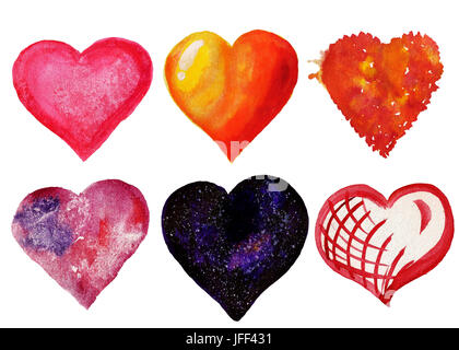Set of watercolor hearts. illustration Stock Photo - Alamy