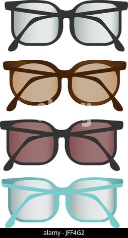 Colorful flat vector glasses set. Stock Vector