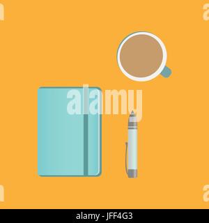 clipboard, pencil and coffee on the table Stock Vector
