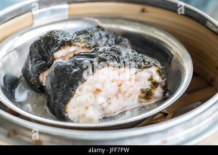 dim sum seaweed pork dumpling Stock Photo