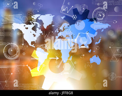 hologram screen with Digital datas Stock Photo