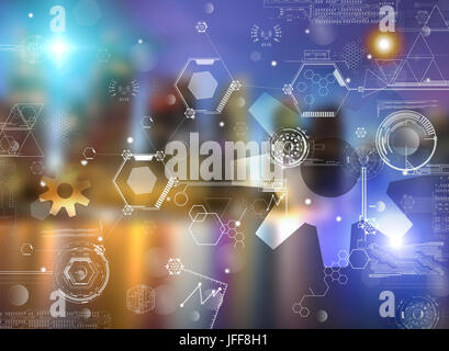 hologram screen with Digital datas Stock Photo