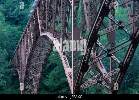 Historic bridge at Blue Heron Mining Community, Big South Fork National River, Kentucky Stock Photo
