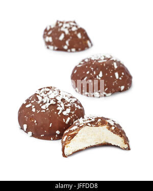 Marshmallows in chocolate Stock Photo