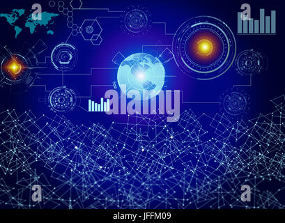 hologram screen with Digital datas Stock Photo