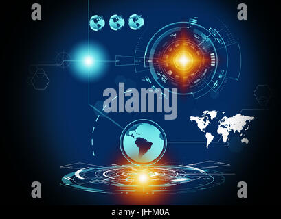 hologram screen with Digital datas Stock Photo