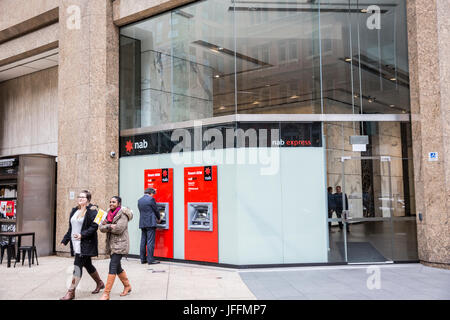 National Australia Bank NAB ATM machines at NAB offices in george street,Sydney,Australia Stock Photo