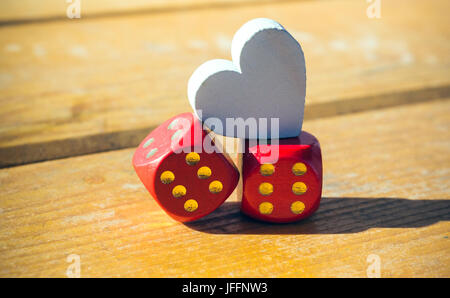 Two dices with heart Stock Photo
