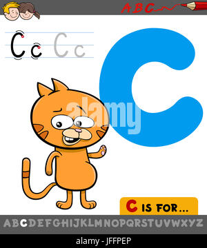 letter c with cartoon cat Stock Photo