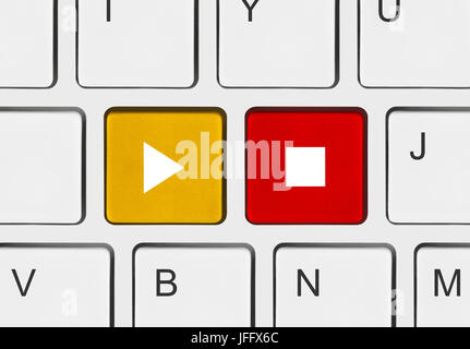 Computer keyboard with Play and Stop keys Stock Photo