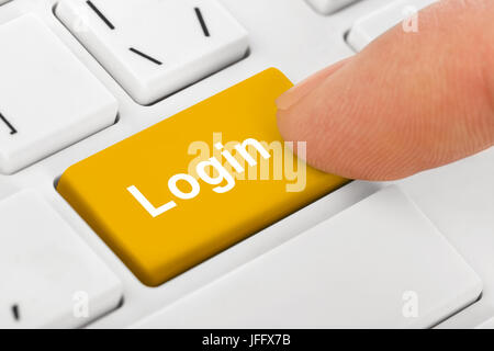 Computer notebook keyboard with Login key Stock Photo