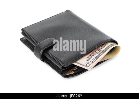 Black leather wallet Stock Photo