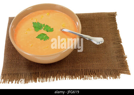 Cream Soup from Orange Cauliflower Stock Photo