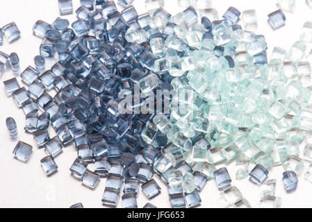 2 different transparent plastic granulates Stock Photo