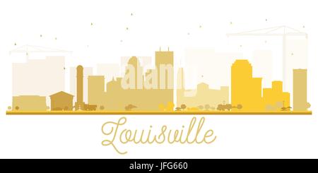 Louisville City skyline golden silhouette. Simple flat illustration for tourism presentation, banner, placard or web site. Cityscape with landmarks. Stock Vector