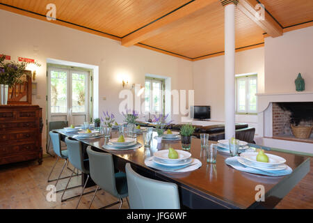 Big table on dining room Stock Photo