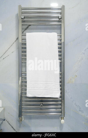Heated bath towel rail Stock Photo