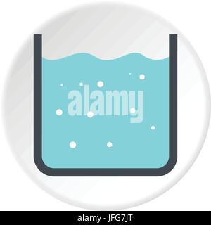 Beaker with pure blue water icon circle Stock Vector