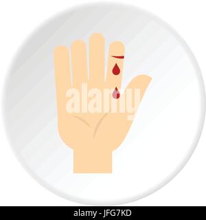 Bleeding human thumb icon circle Stock Vector