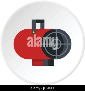 Retro iron central heating battery icon circle Stock Vector