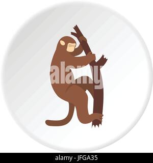Macaque is climbing up on a tree icon circle Stock Vector