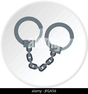 Steel handcuffs icon circle Stock Vector