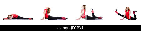 Woman doing exercises on white Stock Photo