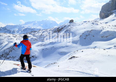 skiing boy in the alps Stock Photo