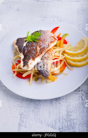 Sea Bream fish with vegetables Stock Photo