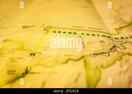 vintage map of grand canyon national park and surr Stock Photo