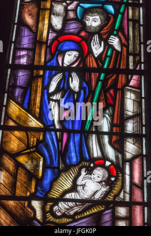 Scotland, Glasgow, Glasgow Cathedral, Stained Glass Window Stock Photo