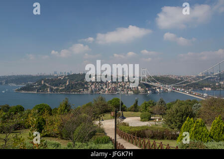 Turkey, Istanbul City, Bosphorus Bridge, Linkink Europe and Asia Stock Photo