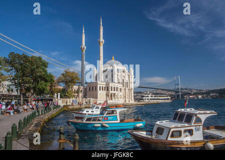 Turkey, Istanbul City, Ortakoy District, Grand Mecidiye Mosque Stock Photo