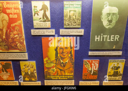 England, Yorkshire, Malton, Eden Camp Military Museum, World War II German Propaganda Posters Stock Photo