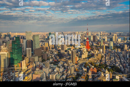 Japan, Tokyo City, Tokyo Tower, Panorama from Roppongi Hills Building Stock Photo