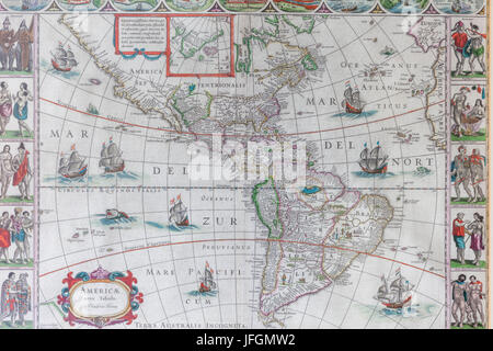 17th century Map of the Americas by Blaeuw Stock Photo