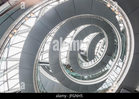 England, London, Southwark, City Hall, The Interior Spiral Staircase Stock Photo