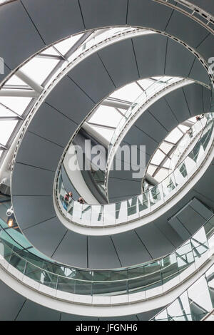 England, London, Southwark, City Hall, The Interior Spiral Staircase Stock Photo